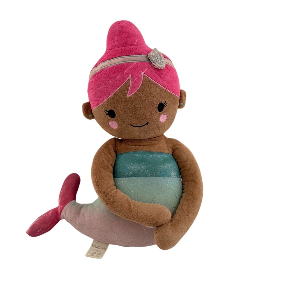 Your Zone Plush Mermaid Doll Pink Hair Sparkling‎ Tail 18"  Room Decor Pillow a